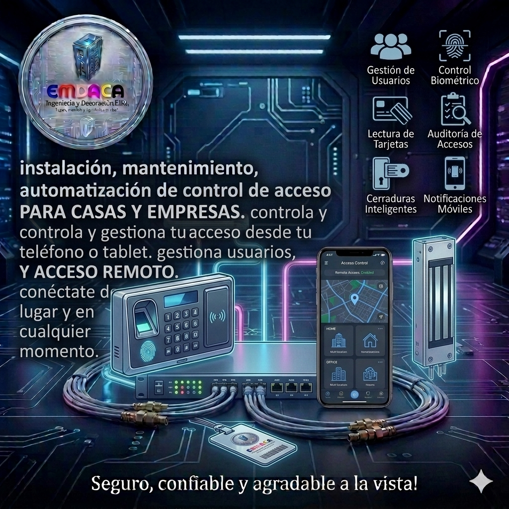 Alarmas, control de acceso, intercom, ponchador ect..